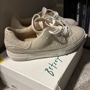 Betsey Johnson Sparkling White Sneakers